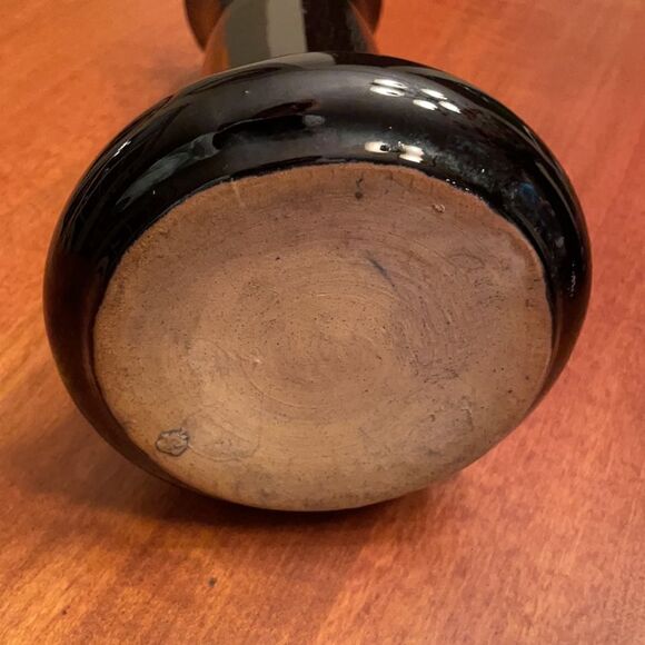 Vintage Black Glazed Pottery Vase - Picture 3 of 6